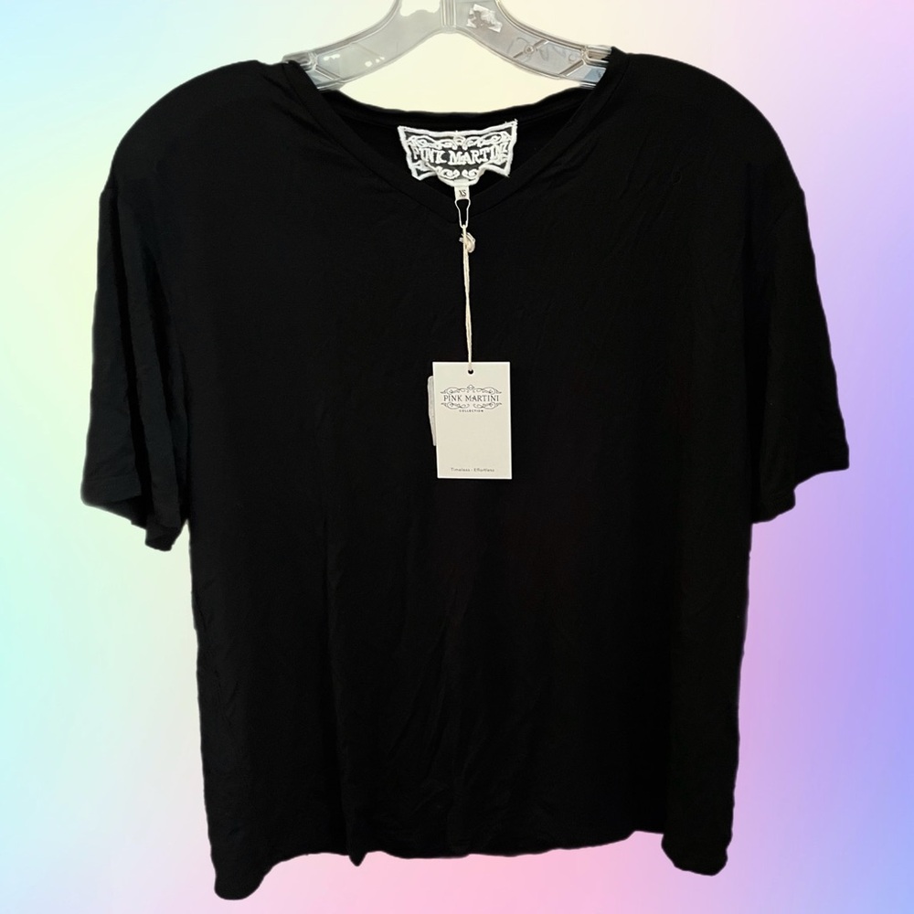 Pink Martini Black Boxy Short Sleeve Tee